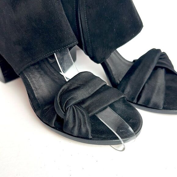 New Zero + Maria Cornejo Black Open Toe Bootie Black Suede Heels Shoes Italy 37 - Picture 6 of 14